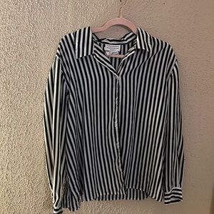 Haberdashery by Leslie Fay Sportswear Women's Striped Long Sleeve Blouse Sz 18 W